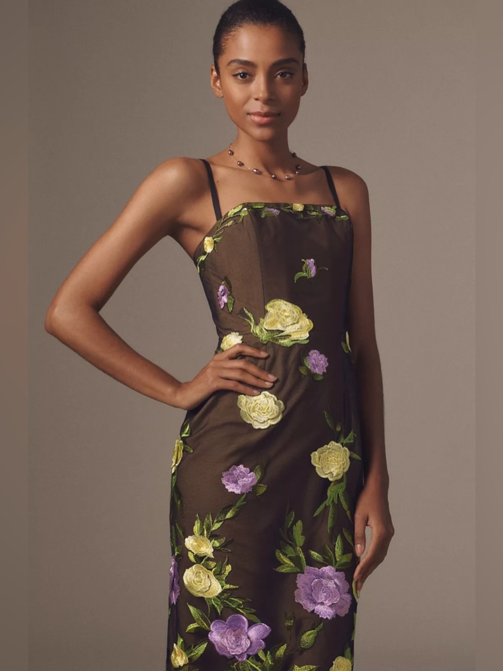 Helsi Gemma Sleeveless 3D Floral Midi Dress Size in 	
black/yellow  XS NWT - Picture 3 of 8